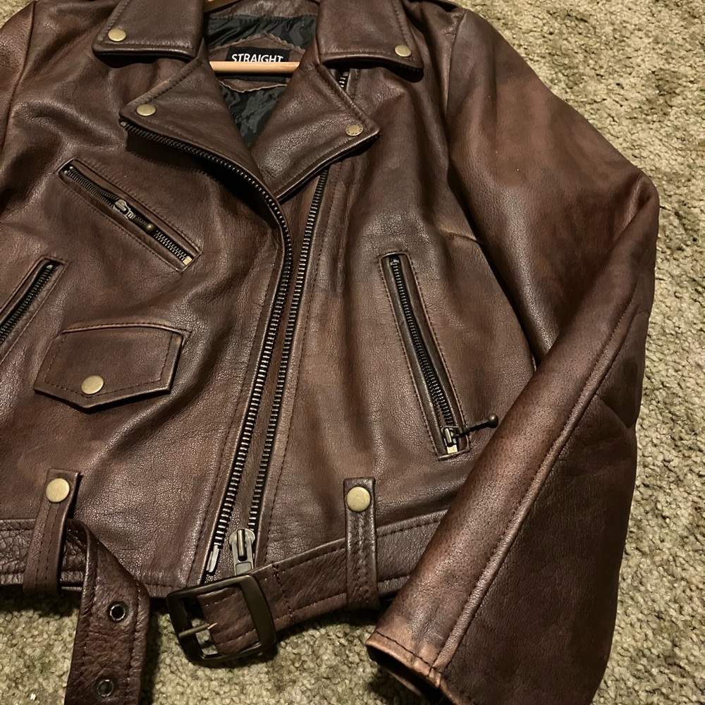 Women's Brown Leather Commando Jacket - image 4